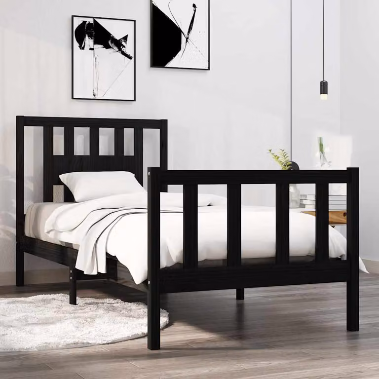 Giroletto vidaXL in legno massello di pino nero con doghe fisse, L/P/H: 195,5 x 81 x 100 cm