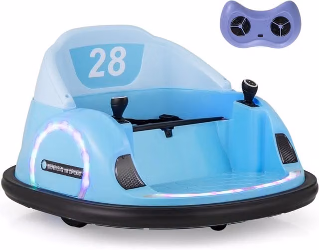 Auto elettrica da corsa per bambini con luci LED, musica e connessione wireless, colore blu, per età dai 18 mesi in su