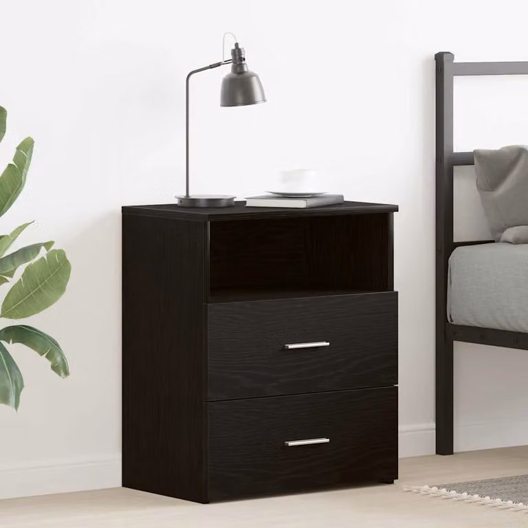Comodino vidaXL in legno ingegnerizzato MDF stile rustico, colore nero, L 50 x P 32 x H 60 cm