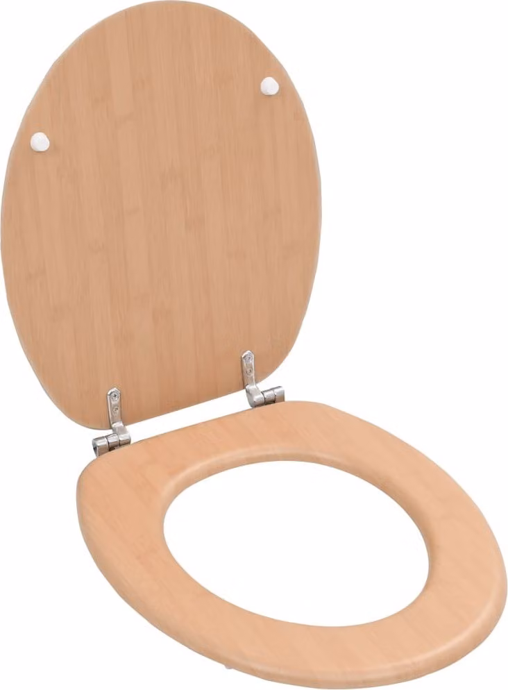 Tavolette WC con Coperchi 2 pz in MDF Design Bambù