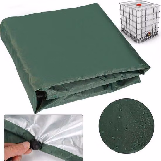 Copertura protettiva, telo protettivo resistente ai raggi UV, copertura per container IBC, 210D, 1000 L, 120x100x116 cm, verde, per serbatoi IBC, container, serbatoi per l'acqua piovana