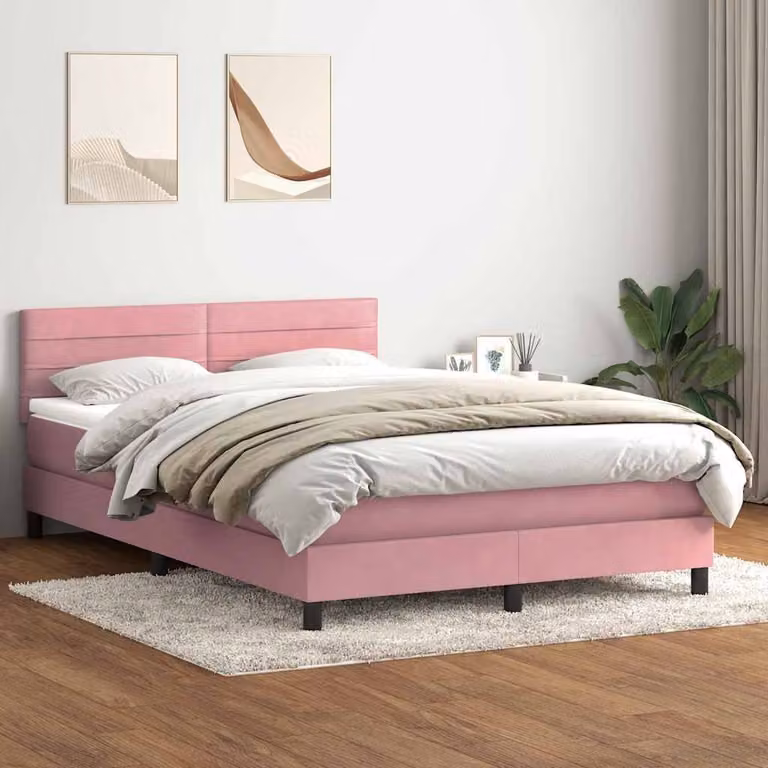 Maison Exclusive - Giroletto a Molle con Materasso Rosa 160x210 cm in Velluto