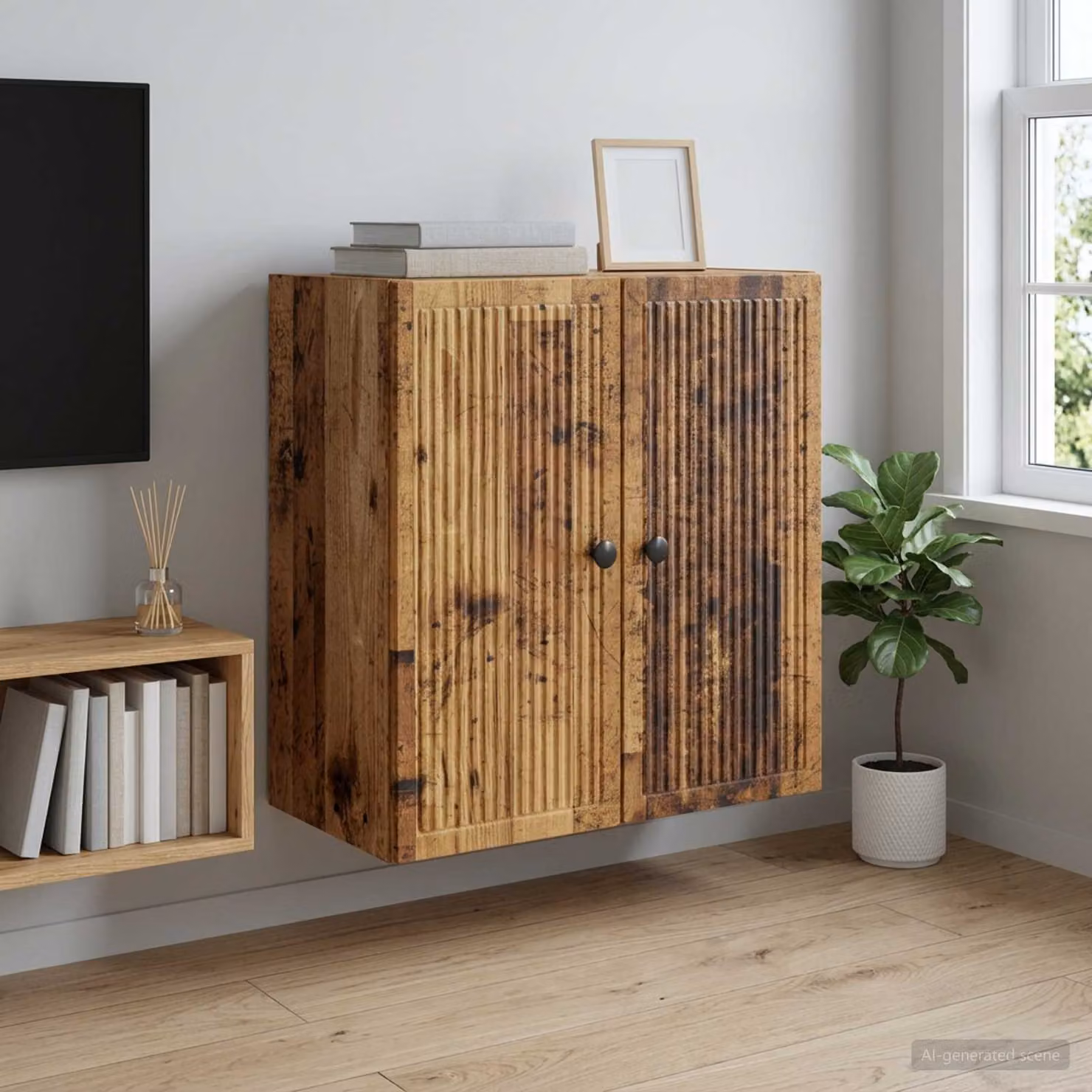 vidaXL Mobiletto a muro in legno stile vintage marrone L: 59 cm, P: 31 cm, H: 60 cm