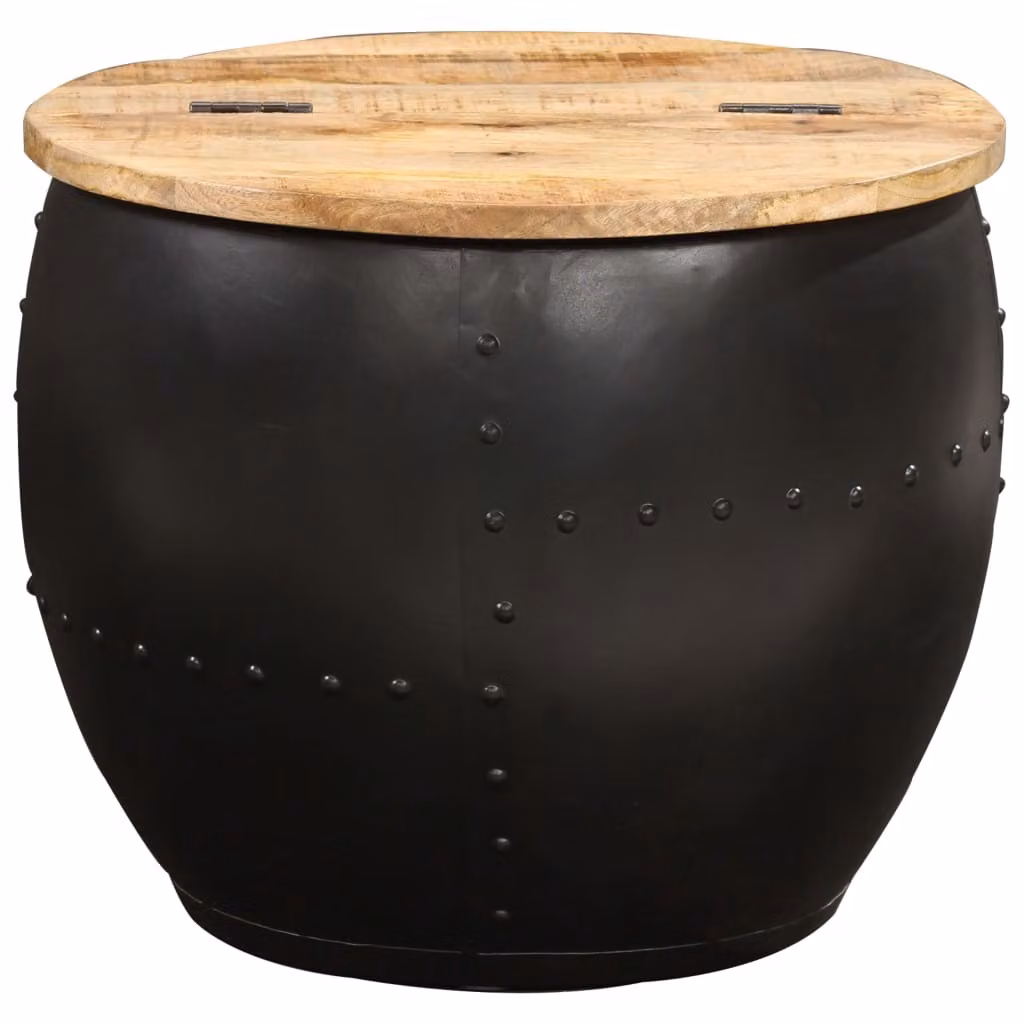 Tavolino rotondo 53×43 cm in legno massiccio di mango