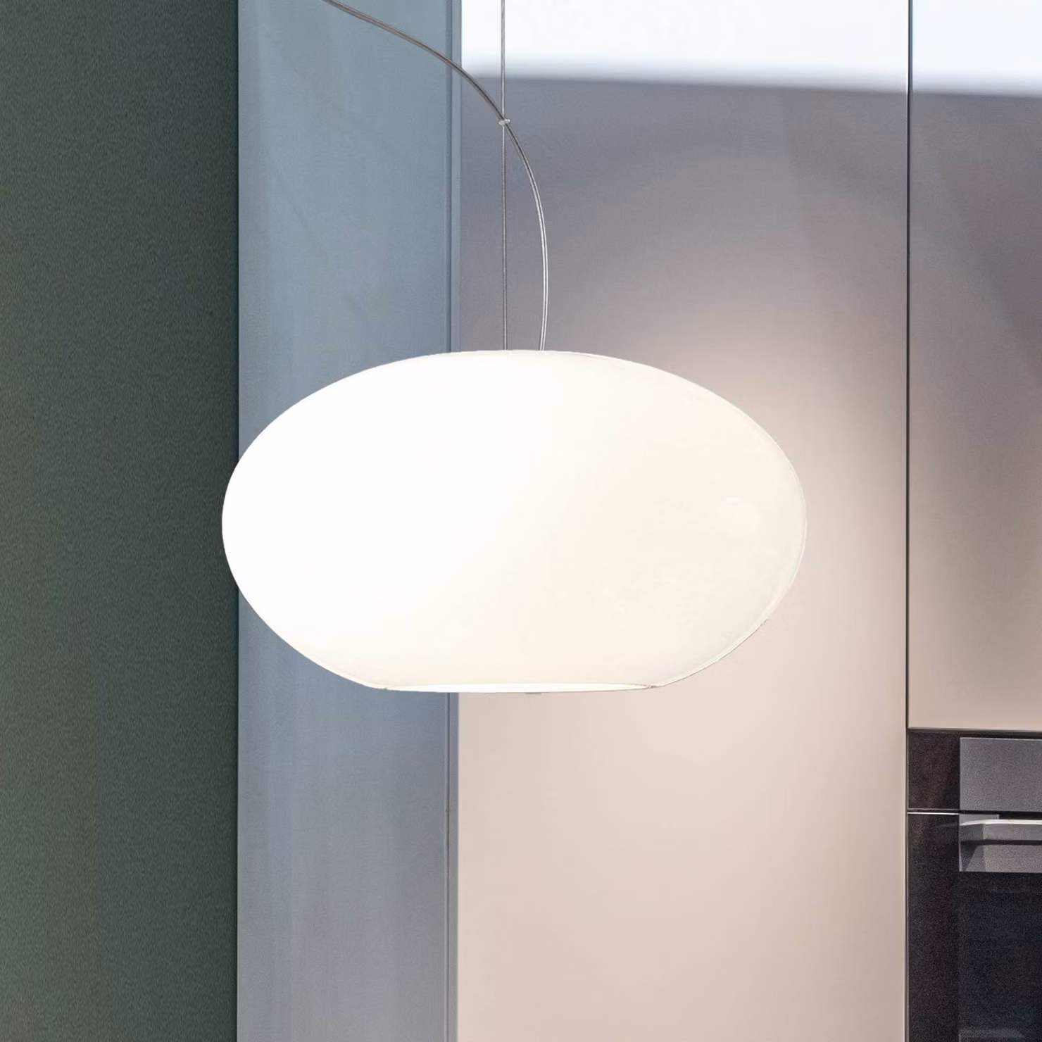 Casablanca Lampada a sospensione in vetro AIH, dimmerabile, Bianco / Opale, Soggiorno / Sala da pranzo, Vetro, Design, Lampada a sospensione