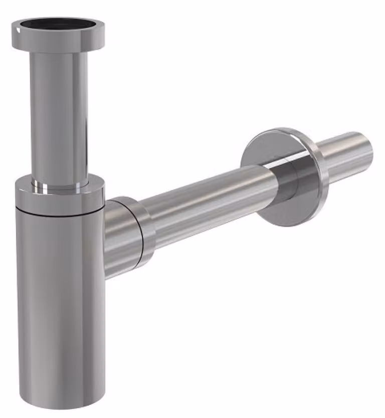 AlcaDrain Design Siphon 1 1/4" rund, Ganzmetall Messing verchromt