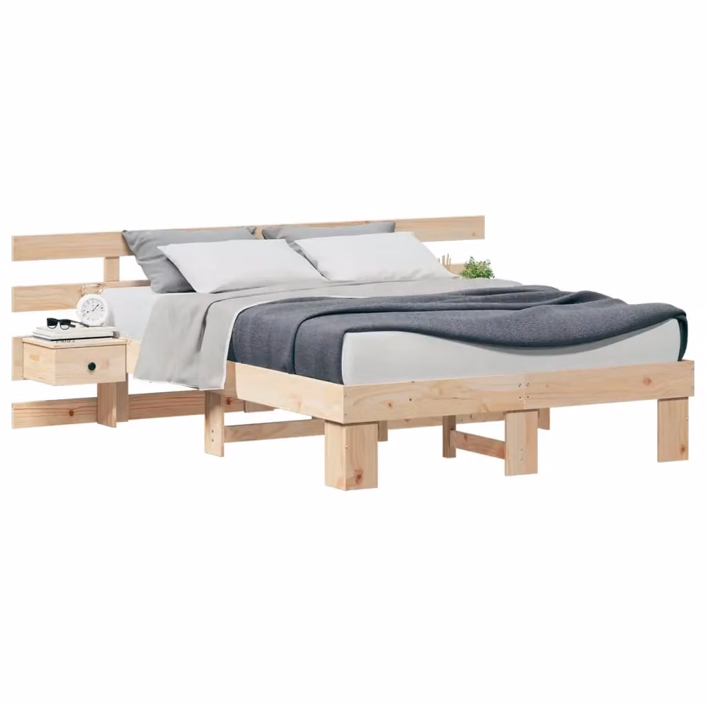 Struttura del letto moderna vidaXL in pino massello marrone L/P/H: 200 x 120 x 73 cm – 2