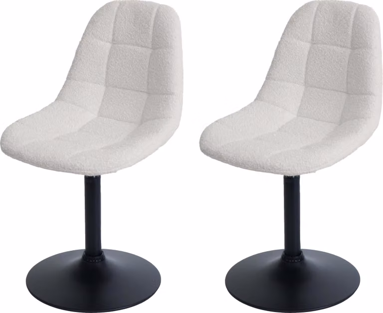Set di 2 sedie da sala da pranzo | A x L x P 83 x 47 x 43 cm | Altezza seduta 47 cm | Acciaio Tessuto/bouclé | Crema | Sedia da cucina Sedia girevole