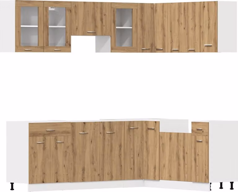 Set di Mobili da Cucina 11 pz Lyon Rovere Artigianale Truciolato