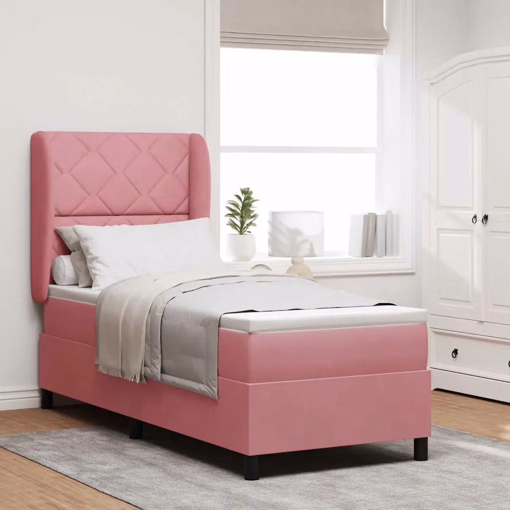 Letto ibrido con testiera in velluto rosa vidaXL L: 200 cm, P: 80 cm
