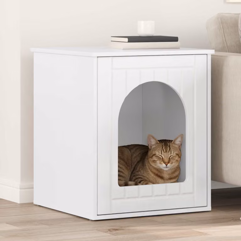 Casa per gatti vidaXL Bianco Lucido L/P/H: 53 x 52 x 62 cm