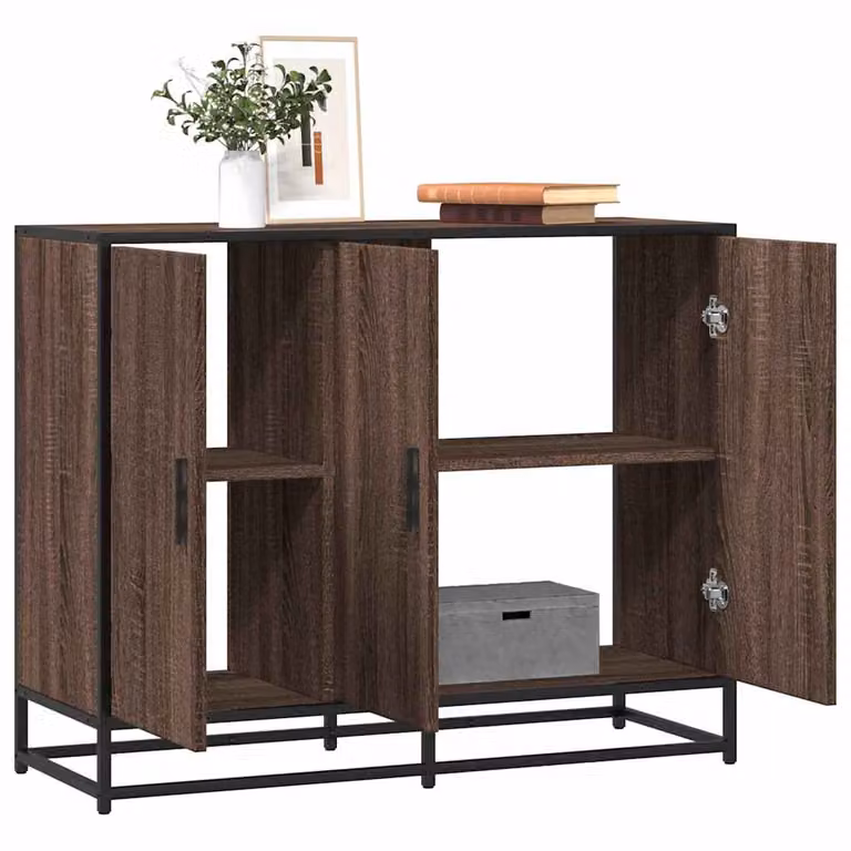 Credenza in stile industrial vidaXL in legno e metallo, colore marrone, L 94 x P 35 x H 76 cm