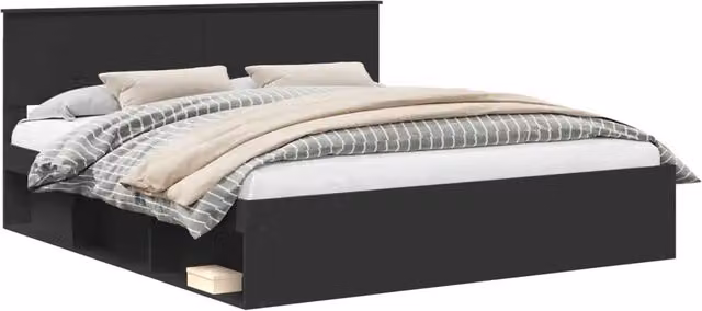 Letto matrimoniale | Letto per adulti | Struttura del letto Nero 200 x 200 cm Legno multistrato