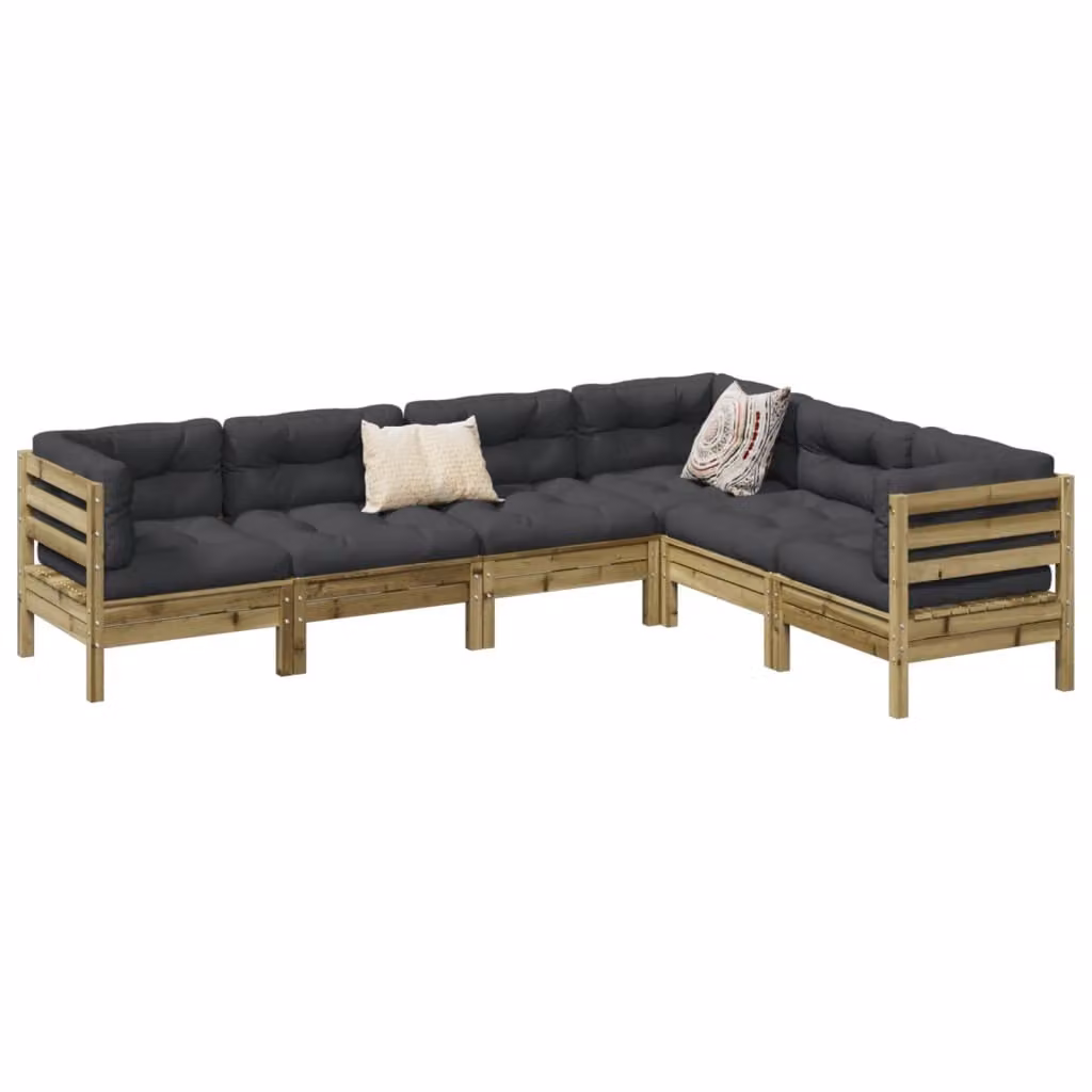 Maison Exclusive - Set da giardino composto da 6 pezzi con cuscini, in legno di pino trattato