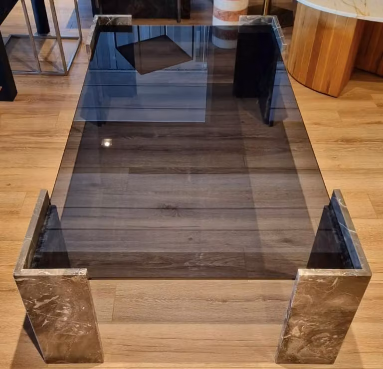 Casa Padrino tavolino in marmo con piano in vetro nero/grigio 140 cm