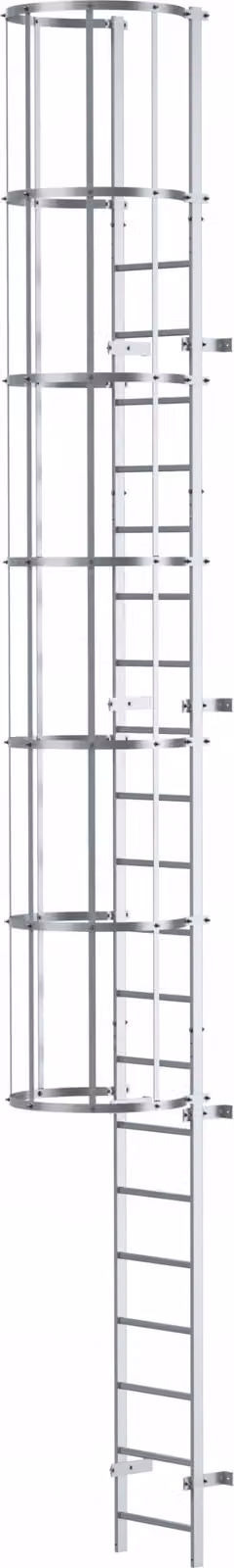 Drabest | Scala di evacuazione in alluminio - 4-6 M - 150 kg - Modulare - Gabbia di sicurezza - 20 gradini