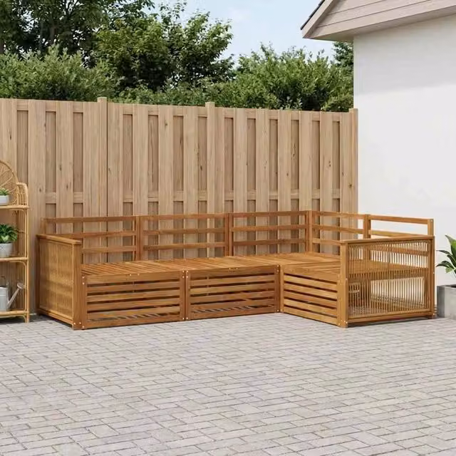 Set di divani da esterno 4 pz Naturale Legno di Acacia Massello 3383297