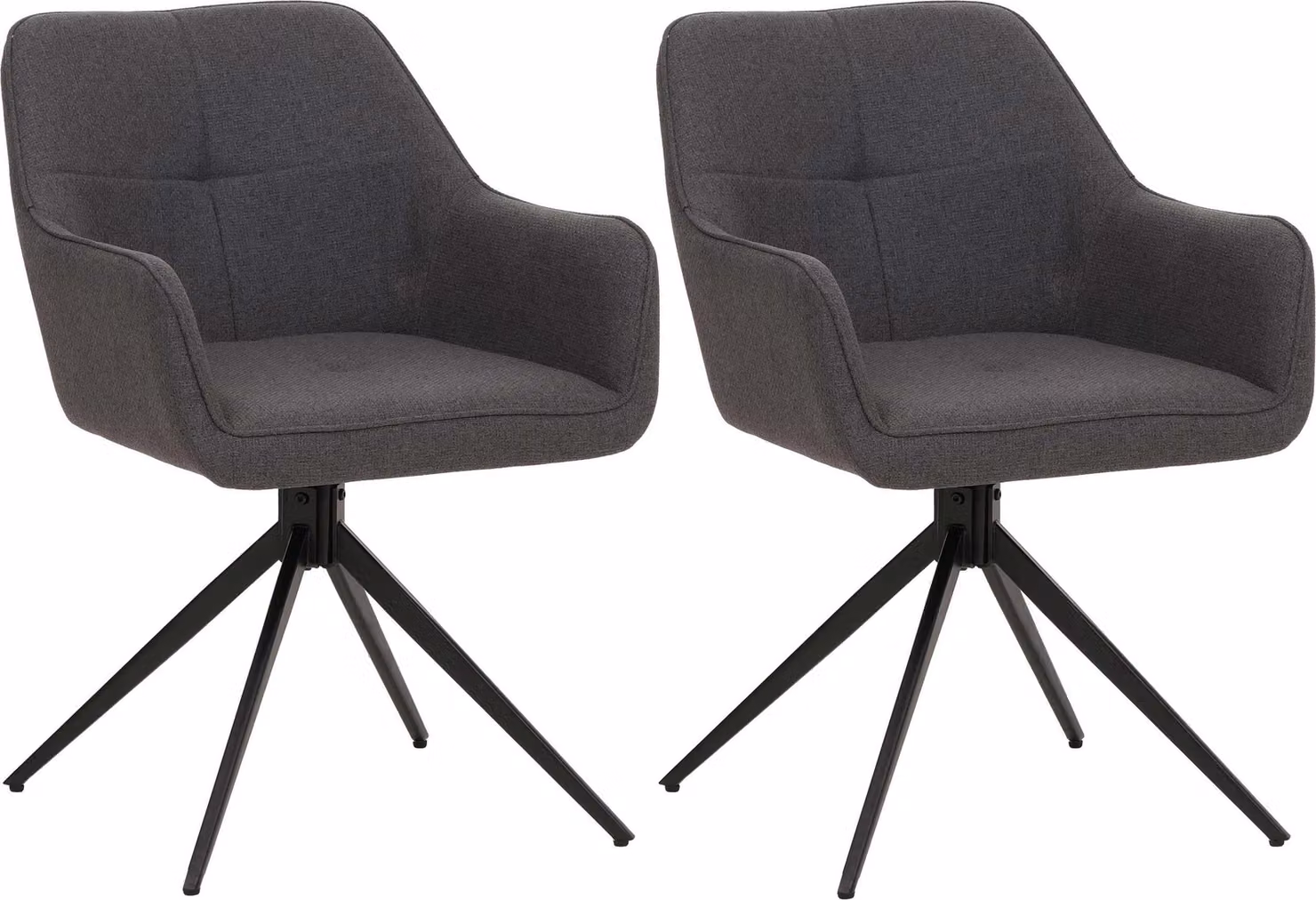 Set di 2 sedie da sala da pranzo | A x L x P 80 x 53 x 59 cm | Altezza seduta 41 cm | Tessuto/materiale tessile (270 g/m²) | Grigio | Sedia da cucina con braccioli