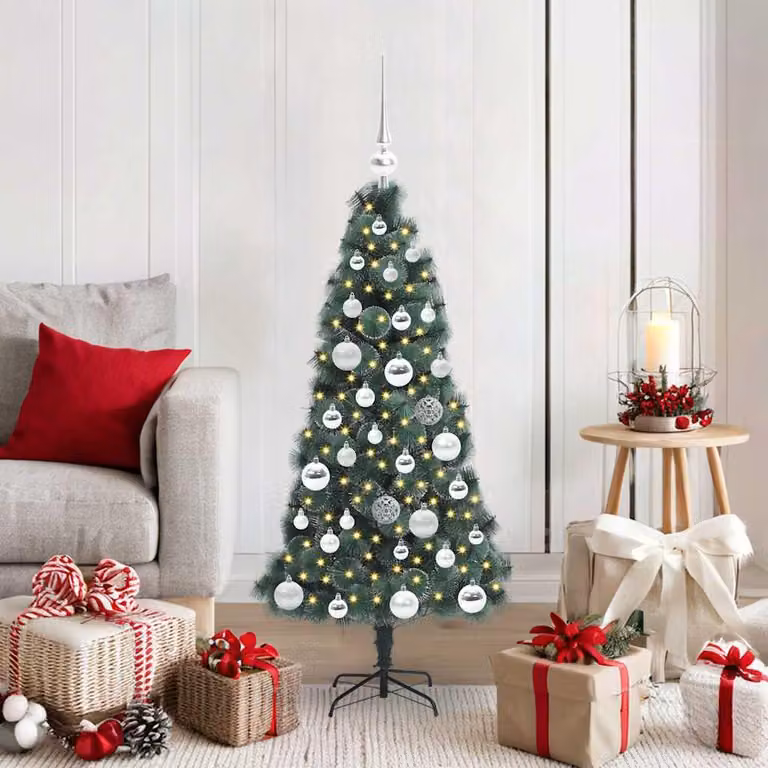 Maison Exclusive - Albero di Natale artificiale illuminato con set di palline verdi