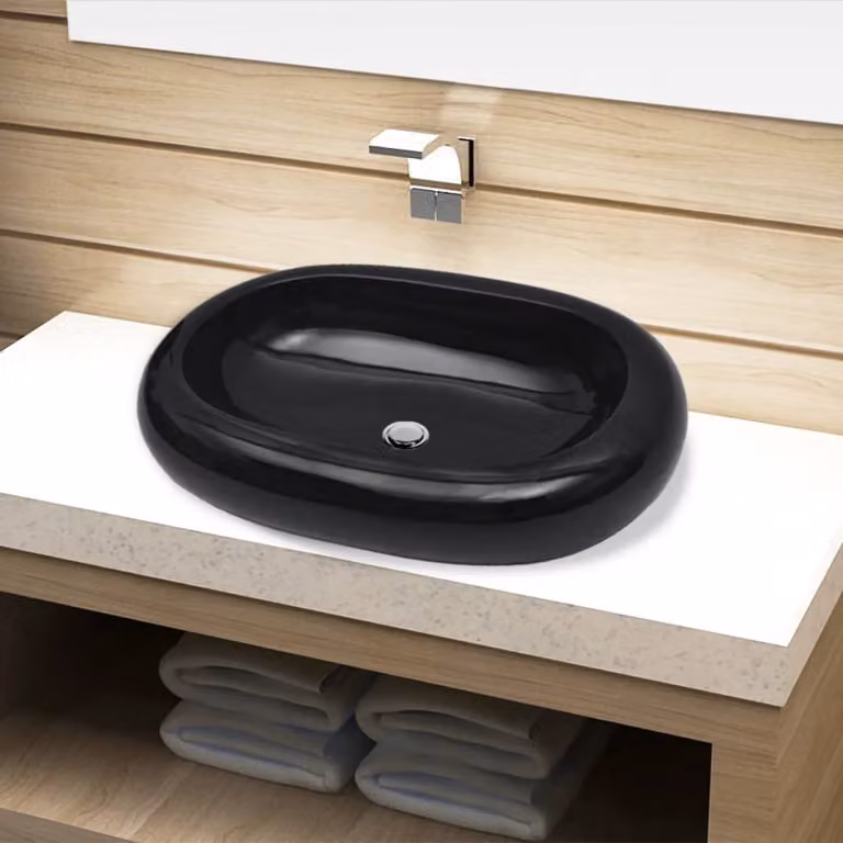 Lavabo in Vetroceramica nero ovale