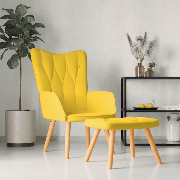 Maison Exclusive - Poltrona relax con poggiapiedi in tessuto giallo senape