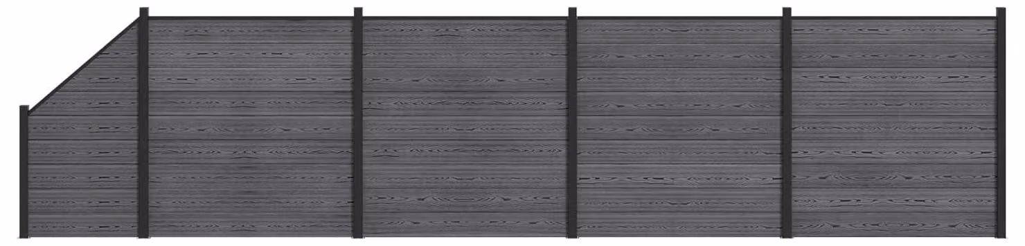 Pannello di Recinzione 5 pcs WPC e Alluminio Grigio
