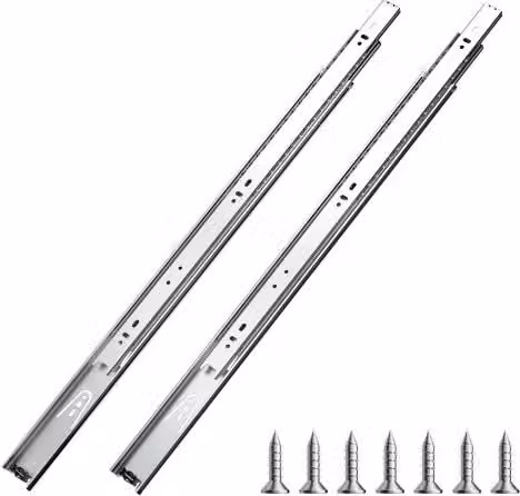 VEVOR Set di 10 Paia di Guide per Cassetti in Acciaio Inox con Cuscinetti a Sfera, Estensione Completa, Capacità di Carico 45 kg, Colore Argento, Lunghezza: 550 mm