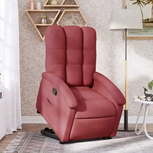 Poltrona Alzapersona Reclinabile vidaXL con Assistenza Sollevamento Elettrica in Tessuto Rosso per Senior – 1