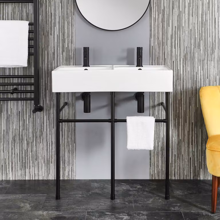 Lavabo Doppio con Consolle Nera – 820 mm x 420 mm – Halwell