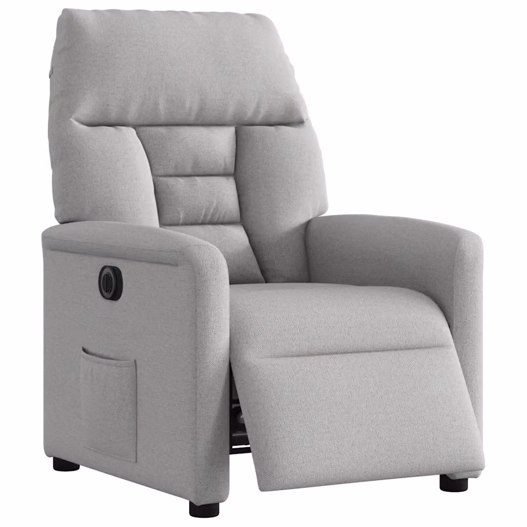 Poltrona elettrica reclinabile relax vidaXL in tessuto grigio con braccioli e struttura moderna – 2