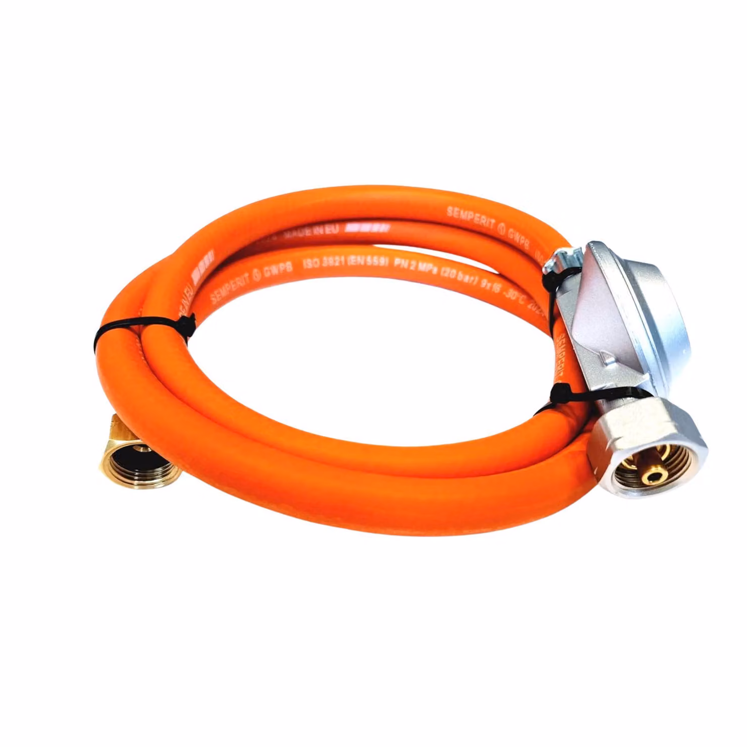 Set tubo flessibile per gas propano Zatech con regolatore GOK 2 m 37 mbar Ø 9,0 mm 21,8 mm filettatura x 1/2" filettatura destra Attacco fornello a gas fornello da campeggio