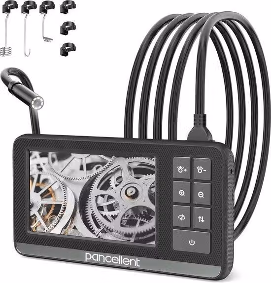 Endoscopio a schermo intero con display touchscreen IPS da 4,3 pollici e grado di protezione IP67, telecamera di ispezione portatile con 8 LED e cavo flessibile da 5 m