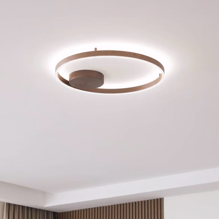 Plafoniera smart Moise Lucande, dimmerabile, Marrone / Ruggine, Soggiorno / Sala da pranzo, Alluminio, Moderno