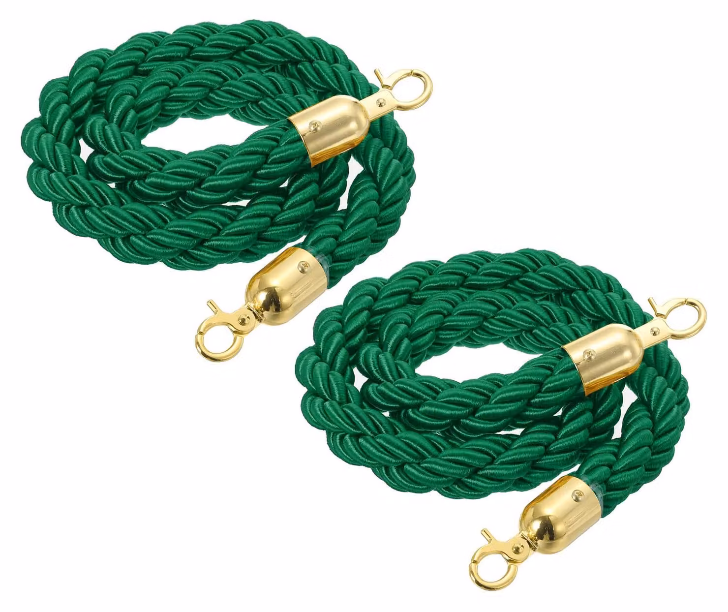 Corda di sicurezza da 1,5 metri, attorcigliata, verde e oro, con ganci a uncino, confezione da 2 pezzi