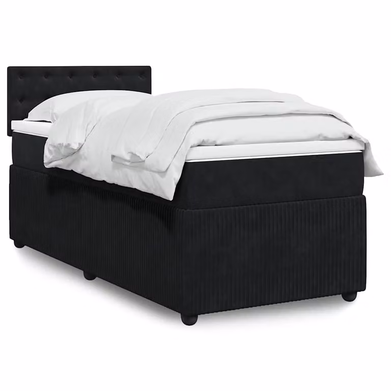 vidaXL Giroletto a Molle Ibrido con Materasso in Velluto Nero L/P/H: 80 x 200 cm