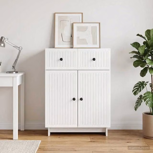 Credenza moderna vidaXL in bianco lucido con montaggio a parete L: 66 cm, P: 34,5 cm, H: 90 cm