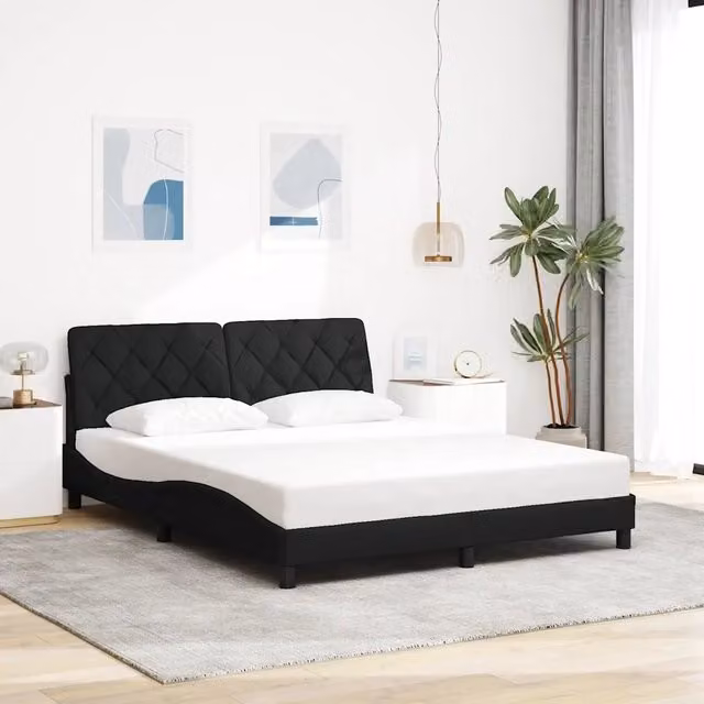 Giroletto vidaXL in tessuto nero per adulti L/P: 160 x 200 cm – 1