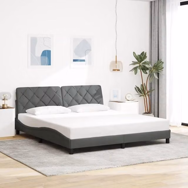 Giroletto senza Materasso-Struttura Letto Grigio Scuro 180x200 cm Tessuto 753051