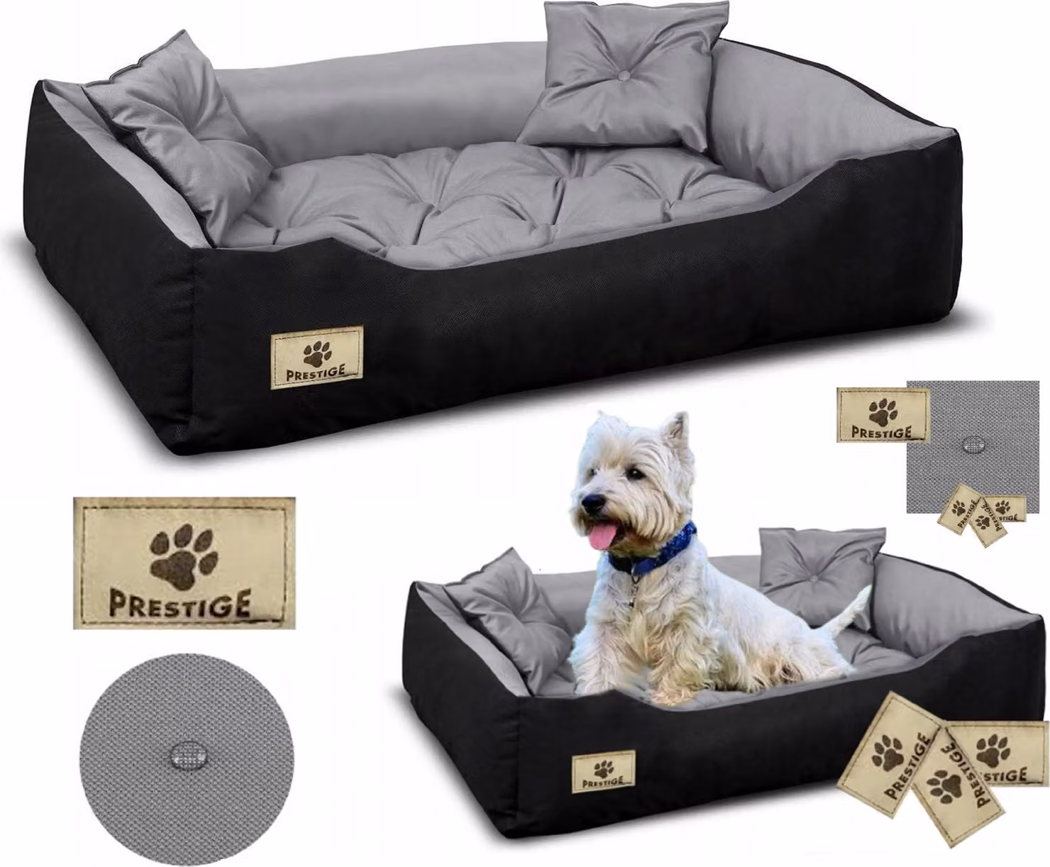 Letto per cani PRESTIGE box 55x45 cm impermeabile grigio