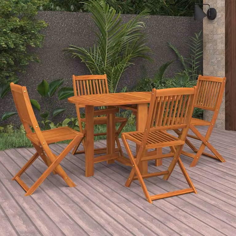 Set da pranzo da giardino vidaXL in legno di acacia marrone, 5 pezzi