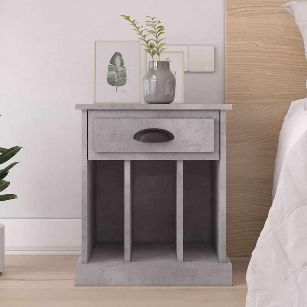 Comodino moderno vidaXL in legno grigio, sospeso a parete, L: 43 cm, P: 36 cm, H: 50 cm