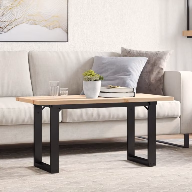 Maison Exclusive - Tavolino Salotto Telaio a O 100x50x45,5 cm Legno Pino e Acciaio