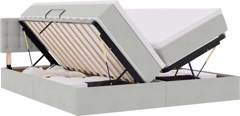 Letto con contenitore LED e materasso Grigio Chiaro