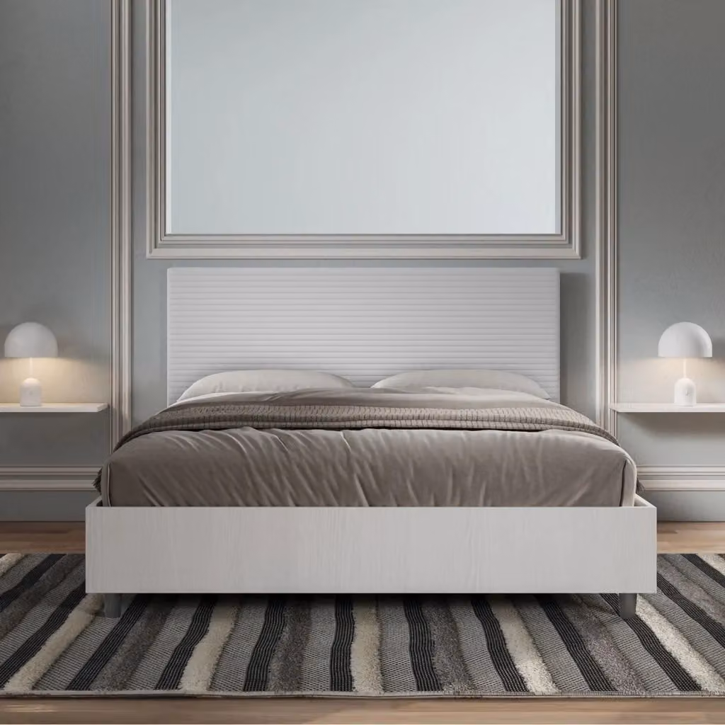 Letto Matrimoniale GIORDANOSHOP Bianco con Rete Rigida L/P/H: 160 x 200 x 113 cm – 2