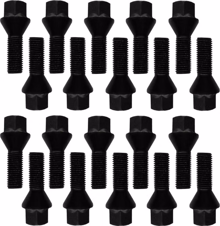20 viti per cerchi in acciaio M14x1,5 da 30 mm, conica a 60°, nere, per Citroën C8, C8 Van, Dispatch I, Dispatch II