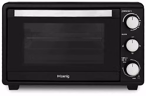 Fornetto elettrico H.Koenig FO25 da 25 l, nero con sportello trasparente, 1500 W, con timer e spegnimento automatico – 1