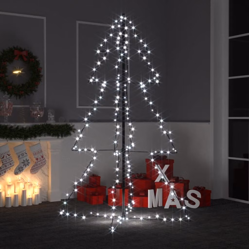 The Living Store Albero di Natale a forma di cono 200 LED Indoor Outdoor 98x150 cm