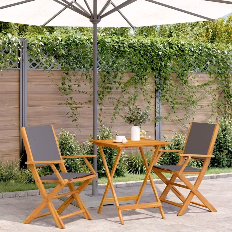 Maison Exclusive - Set da bistrot 3 pezzi in tessuto antracite e legno massello
