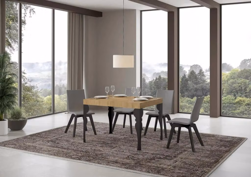 Tavolo Allungabile Moderno GIORDANOSHOP in Rovere e Antracite L/P/H: 120-204 x 80 x 77 cm – 2