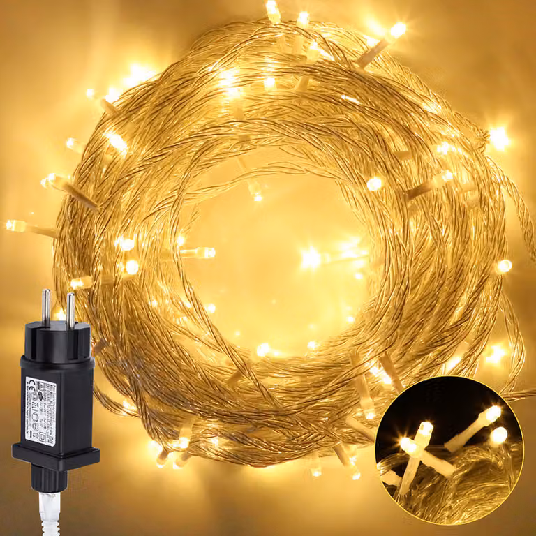 Clanmacy 30M 300 LED luci fiabesche bianco caldo 8 modalità di luce festa giardino interno esterno decorazione luci di Natale